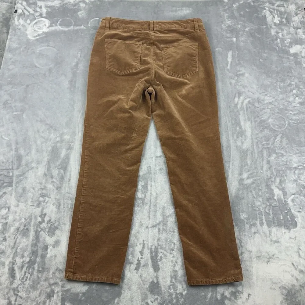 Talbots Corduroy Straight Leg Pants Womens Size 10 Petite Brown Stretch